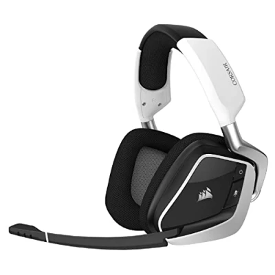 Image de Corsair VOID ELITE Wireless Casque de Gaming (son surround 7.1 Virtuel, Sans fil 2,4 GHz à faible latence, 12 mètres Portée, Customisable Éclairage RGB avec PC, PS4 Compatibilité) Blanc