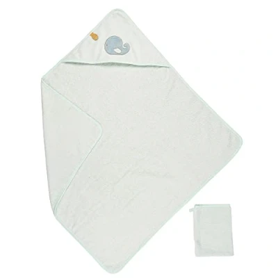 Image de Nattou Serviette de Bain à Capuche et Gant Toilette en Coton Polyester Sally la Baleine, env. 75 x cm, Coton, Romeo, Jules Sally, Bleu clair