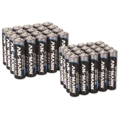 Image de ANSMANN Batterie Alkaline Set 20 pcs AA Mignon LR6 + AAA Micro LR03 Pile de réserve puissante 1.5V jetable pour Lampe Poche Réveil Télécommande Clavier Horloge Murale Jouets (Paquet 40)