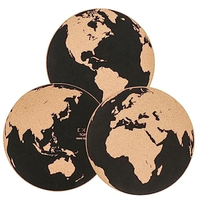 Image de EXERZ 30cm Lot de 3 panneaux d&#039;affichage carte du monde, tableau mémo en liège, montage adhésif sans résidu, pinnable