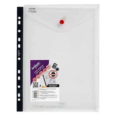 Image de Snopake Polyfile Grande capacité Format A4 à anneaux Pochette bouton pression Portrait Transparent (Pack de 5)