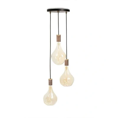 Image de Tala Suspension Triple Pendant rond E27 clair noir/noix