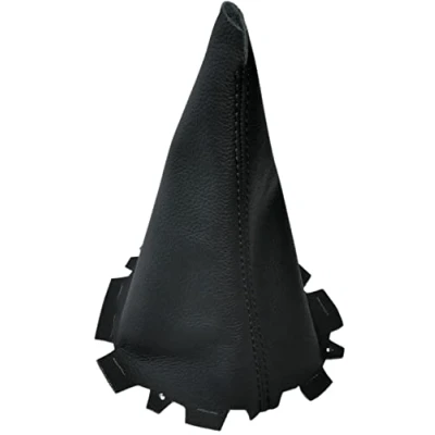 Image de AERZETIX C59843 Soufflet de levier vitesse en cuir véritable compatible avec Renault Laguna 2 facelift 2005 à 2007 noir surpiqûres noires pour boîte manuelle