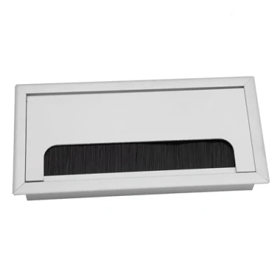 Image de Couvercle Passe Câbles Fil Carrée pour encastrer sur Table de Bureau Organisateur Cables, Aluminium Passage Câble Cache (Medium)