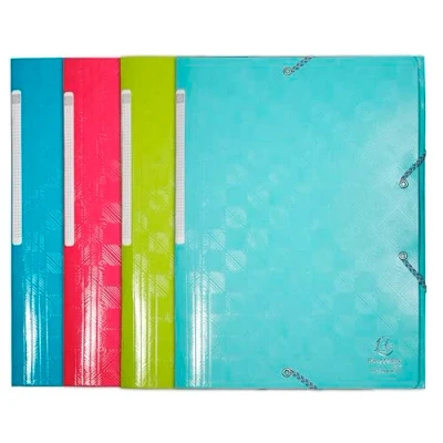 Image de Exacompta Réf. 55220E Paquet de 6 chemises à élastiques 1928 pochettes 3 rabats Maxi Capacity en carte lustrée gaufrée pelliculée 600 g/m2 dim 24 x 32cm pour format A4 couleurs assorties