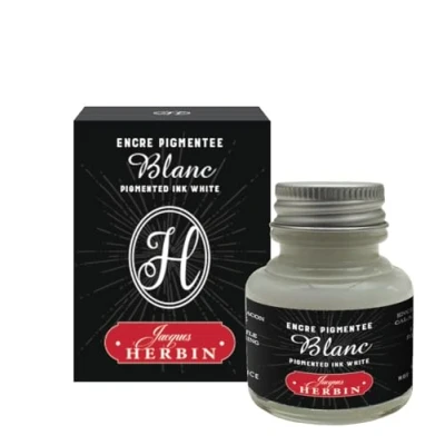 Image de Jacques Herbin 13501T Un flacon d&#039;encre pigmentée pour stylo plumes 30 ml, Blanc