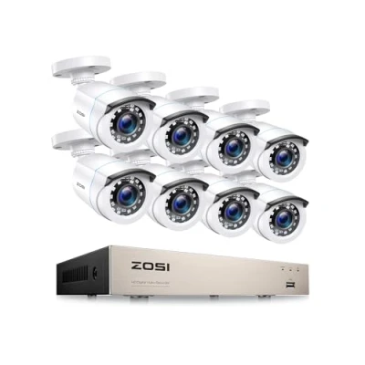 Image de ZOSI H.265+ 8CH 5MP Lite DVR avec 8X Caméra de Surveillance Extérieure IP66, Kit Vidéo Détection Mouvement et Alerte Instantanée, Accès à distance, Disque Dur Non Fourni