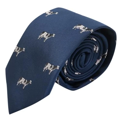 Image de King &amp; Priory Cravate de vache brodée bleu marine, bleu, taille unique