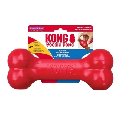 Image de KONG Goodie Bone Os Pour chien classique en caoutchouc naturel durable, soutient l&#039;engagement mental Distribution de friandises Rouge chiens très grande taille