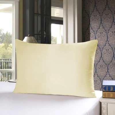 Image de townssilk Taie d&#039;oreiller en Soie,100% Naturelle de mûrier 19 Momme,Deux côtés Soie,Certifiée Oeko TEX®,Bienfaits Cheveux et Peau,hypoallergénique,Anti Âge,1 unité,40x80cm,LightYellow