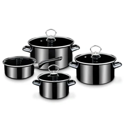 Image de GSW ensemble de casseroles Profi Black Star composé 3 et 1 casserole, incl. couvercles, également pour induction 7 pièces