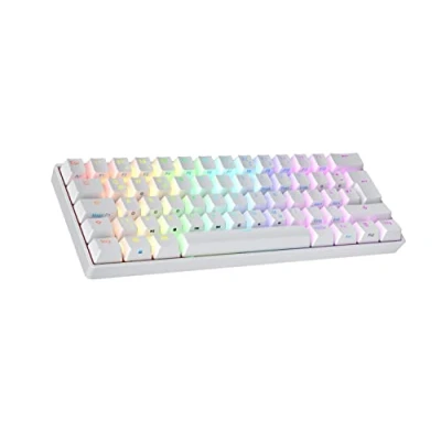 Image de Ranked N60 Nova Clavier Mécanique DE Jeu 60% Hot Swap Gaming Keyboard 62 Touches Programmables RGB LED Mac, PC Windows QWERTZ ISO (Blanc, Gateron Brown)