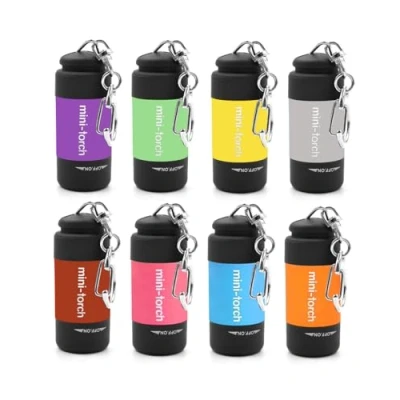 Image de mini lampe torche USB avec lumière LED Ucec Lot de 8 lampes porte clés couleur
