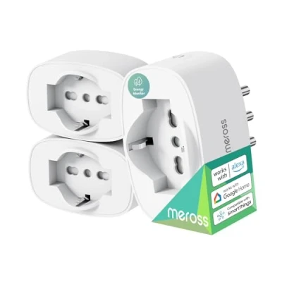 Image de Meross prise intelligente italienne, WiFi (type C, F, L) avec surveillance de la consommation, 16A, compatible Alexa, Google Home et SmartThings, contrôle vocal à