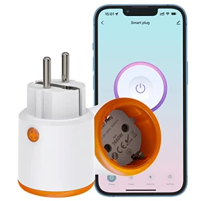 Image de PHOVOLT prise intelligente ZigBee 16A, Alexa 3680W avec wattmètre, commande vocale, minuterie, télécommande d&#039;application compatible Alexa, Google Home. HUB requis (1 paquet)