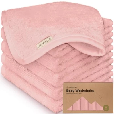 Image de 6 Pack Lingettes de Bébé en Bambou Bio Douces Bambou, Bio, Enfants, Serviettes Bébé, Molleton, Serviette pour le Visage (Rosy)
