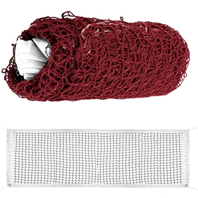 Image de STCRERAG Filet de Badminton en Polypropylène 6.1m*76cm Réglable Exterieur Antidommages Pliable Mesh Net Portable pour Sports Intérieurs ou Extérieurs Jardin Rouge