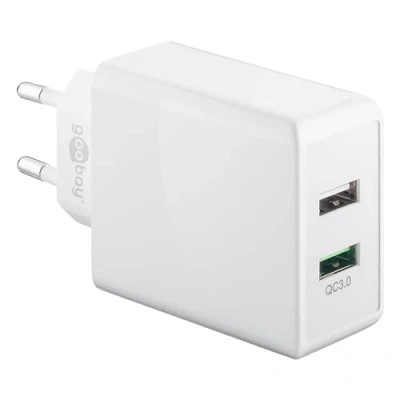Image de Double chargeur rapide USB QC3.0 28W jusqu à 4x plus blanc