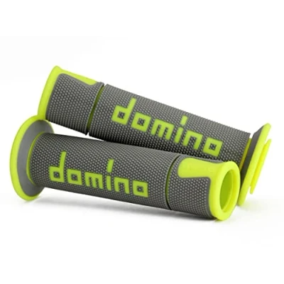 Image de Domino A450 Road Race Performance Poignées de guidon moto Moyenne/souple (gris/jaune fluo)