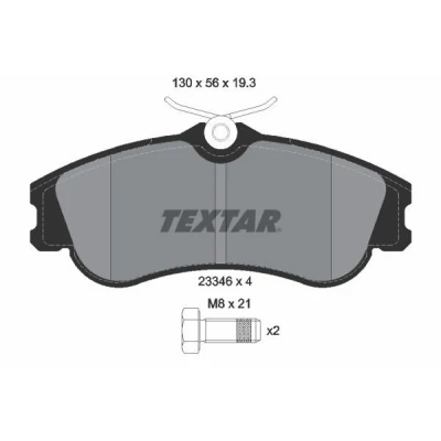 Image de TEXTAR 2334602 Jeu de plaquettes frein non préparé pour indicateur d&#039;usure avec vis d&#039;étrier PEUGEOT: 206 3/5 portes, Partner II Van