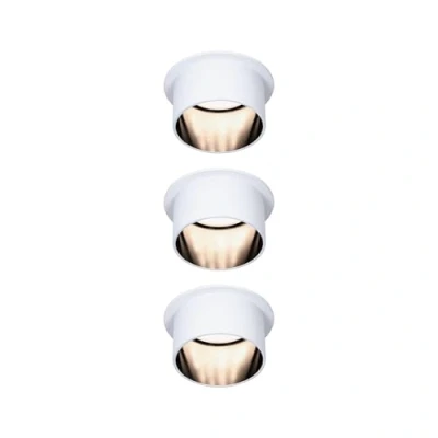Image de Paulmann 933.77 93377 Gil LED Rond à 3 Niveaux avec Spot encastrable en Aluminium intensité Variable x 6 W 2700 K Coin, Blanc/Noir Mat, 3er