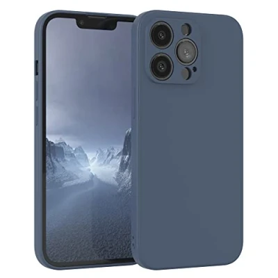 Image de EAZY CASE Coque de protection en silicone pour iPhone 13 Pro, bleu, souple, résistante aux chocs, avec l&#039;appareil photo, fine et qualité supérieure, TPU, bleu pétrole