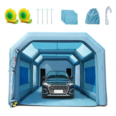 Image de VEVOR Cabine de Peinture Gonflable 7x4x2,75 m Tente Automobile en Tissu Oxford 210D avec Système Filtration 2 Souffleurs Station Travail pour Pose Atelier Garage