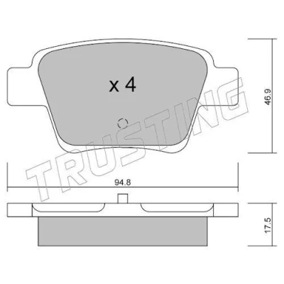 Image de TRUSTING 655.0 Jeu de plaquettes frein contact signal d&#039;usure exclu, non préparé pour indicateur PEUGEOT: 207 3/5 portes, 307 portes