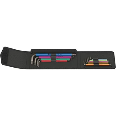 Image de Wera 05022639001 950/9 Hex Plus Multicolour Imperial 1, Jeu de Clés Mâles Coudées, Syst. impérial, BlackLaser, 9 Pièces Multicolore