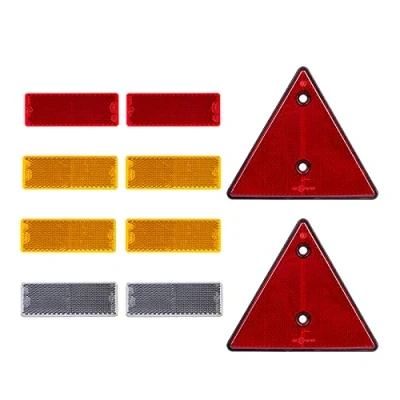Image de BEIJISTAR 2 Catadioptre Triangle Rouge Visser Fixe, Rouge, 4 Jaune, Blanc, Rectangulaire Soi Adhésif, pour Remorque Camion RV Caravane