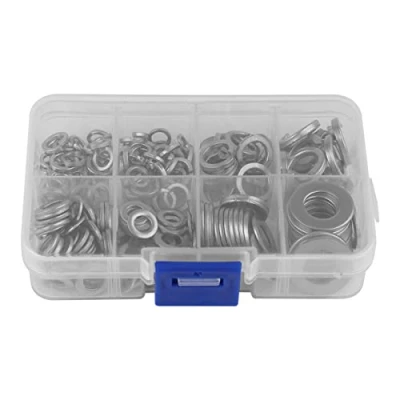 Image de 200PCS Set d&#039;Outils Rondelle plate et à Ressort en Acier Inoxydable M5 M6 M8 M10 avec Boîte