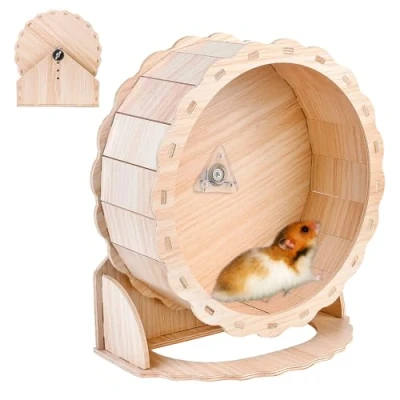 Image de Roue De Hamster 26cm Hamster, Course pour Roues d&#039;exercice en Bois Silencieuse Gerbilles Chinchilla Et Autres Petits Animaux