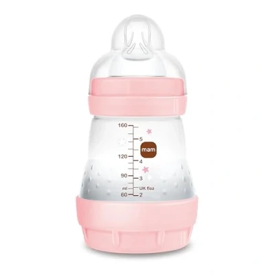 Image de MAM Easy Start A118 Biberon anti colique breveté avec tétine 1 en silicone SkinsofTM ultra doux, pour bébés à partir de 0 mois, 160 ml, rose, auto stérilisable 3 minutes