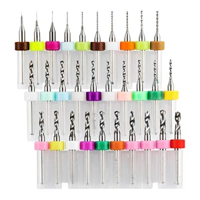 Image de Genmitsu jeu de Mèches pour circuits imprimés 30pcs, 0,1mm 3,0mm, 1/8&quot; queue cannelée en spirale toupie CNC la gravure bijoux sur imprimés, PD30A
