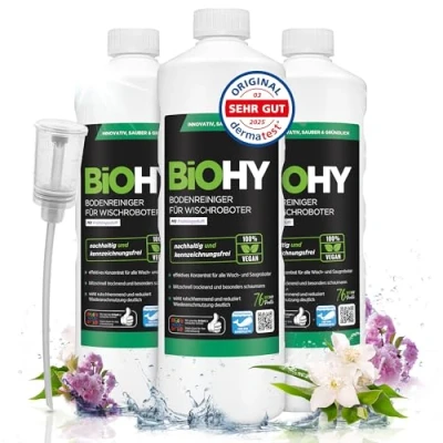 Image de BiOHY nettoyant pour sols robots de nettoyage avec une senteur fraîche printemps (3 x 1l Bouteille) + Distributeur Concentré tous les (Wischroboter Frühling)