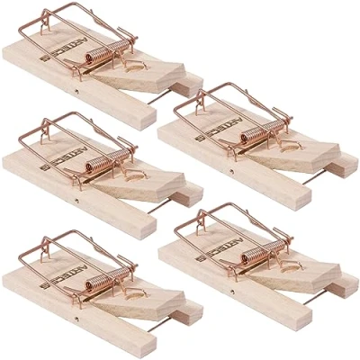 Image de FALLENHELD Lot De 5 Pièges à Souris Souricière Tapette en Bois Efficace, Réutilisable Taille 9.5 x 1.5 cm, Poids : 30 grammes