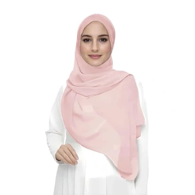 Image de Lina &amp; Lily Écharpe Hijab pour Femme Musulmane en Mousseline Rectangles, Tissu Léger et Fluide (Rose Blush)
