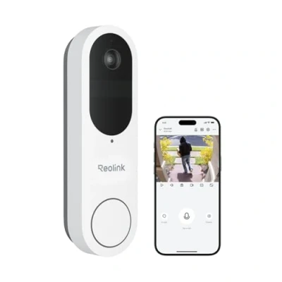 Image de Reolink Caméra Sonnette 2K sans Fil avec Batterie, Wi FI 2.4/5GHz, Vue tête Pieds 1:1, détection des Personnes/véhicules/Colis, Pas de Frais mensuels, Audio bidirectionnel, Video Doorbell (Blanc)