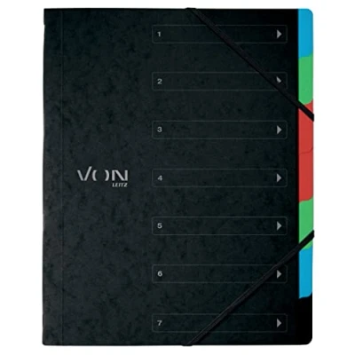 Image de Leitz, 30140095 Classeur A4 Avec 6 intercalaires Porte documents léger et portable En carton fermeture élastique Noir