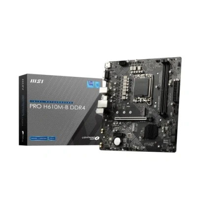 Image de MSI Pro H610M B DDR4 Carte Mère, Micro ATX pour Processeurs Intel Core 12è Gén, LGA 1700 2 x DIMM (3200MHz), 1 Slot PCIe 4.0 x16, M.2 Gen3, LAN 1G, HDMI 2.1 &amp; VGA