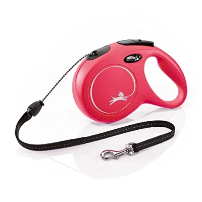 Image de Flexi, Laisse Modèle New Classic, Version Cordon, Forme Moderne et Ergonomique, Système de Guidage perfectionné, à Enrouleur, Made in Germany, Rouge, M 8m