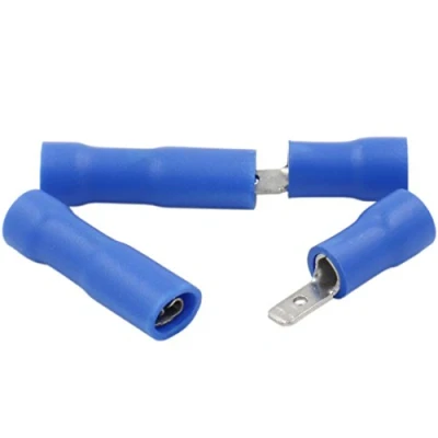 Image de Heschen lot de 100 bornes câble mâle/femelle en vinyle entièrement isolé, FDFD+MDD2 110, 2,8 x 0,5 mm, pour 1,5 2,5 mm² (16 14 AWG), bleu,