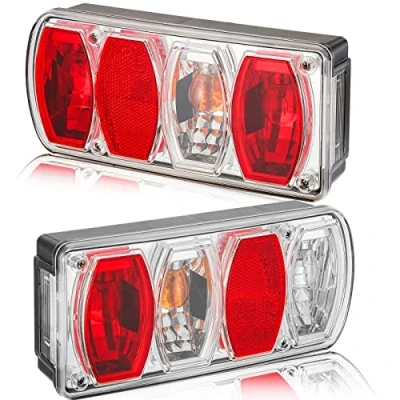 Image de DARKGUARD Ensemble Feux Arrière Remorques 12v Homologué E4,7Fonctions 2pcs Halogènes Feu Remorque Caravane,Imperméable Éclairage Antibrouillard Recul Etanche Tracteur Camion