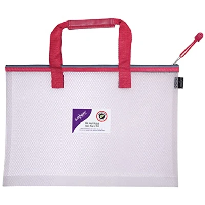 Image de Snopake 15876 Sac de transport en maille EVA avec poignée souple Transparent/rouge Format A3