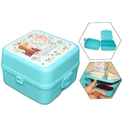 Image de HOVUK boîte à déjeuner La Reine des Neiges avec 3 compartiments 14 cm, récipient alimentaire micro ondes et lave vaisselle, sans danger, sandwich étanche pour enfants de ans plus