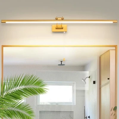 Image de MantoLite 90CM 16W Applique Murale pour Tableaux et Vitrines, LED Miroir Salle de Bains Lumière Avec tête Lampe Pivotante Interrupteur Intérieur Éclairage, 3000K Laiton Lampes Lecture