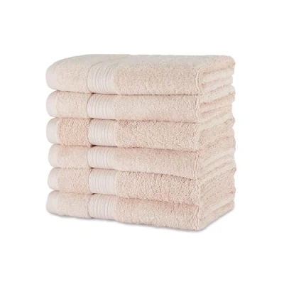 Image de Amazon Basics Lot de 6 Serviette à Mains en Coton Bio résistant la décoloration, 41 x 66 cm, Rose Fard Joues