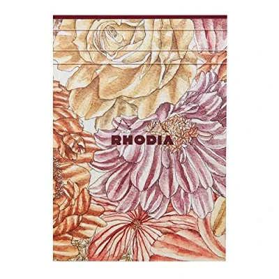 Image de RHODIA 120031C Bloc entoilé Bouquet fleuri A5 14,8 x 21 cm Ligné 70 f Papier ivoire 90 g/m² Couverture pelliculée soft touch Intérieur imprimé Amaranthe Collection Orange botanique