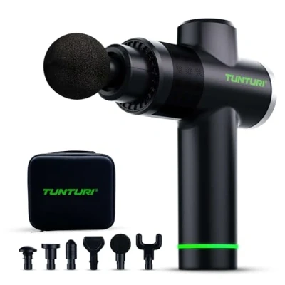 Image de Pistolet de Massage Tunturi MG40 Appareil avec Multi Poignée Inclus 6 embouts et valise Extra puissant silencieux Incl. application gratuite