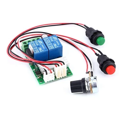 Image de DollaTek PWM Contrôleur de Vitesse Moteur CC Commutateur Bouton réversible réglable 6V 12V 24V 3A 80W